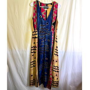 Vintage Java Lava Go With The Flow Maxi Multicolor Boho Dress Size Medium NWOT
